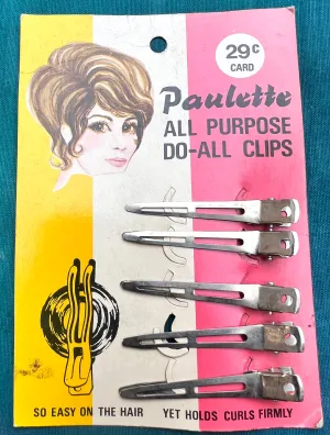 1960s Sheet of 5 x 6cm  ALL PURPOSE CLIPS. for Pin Curls or Holding Rollers