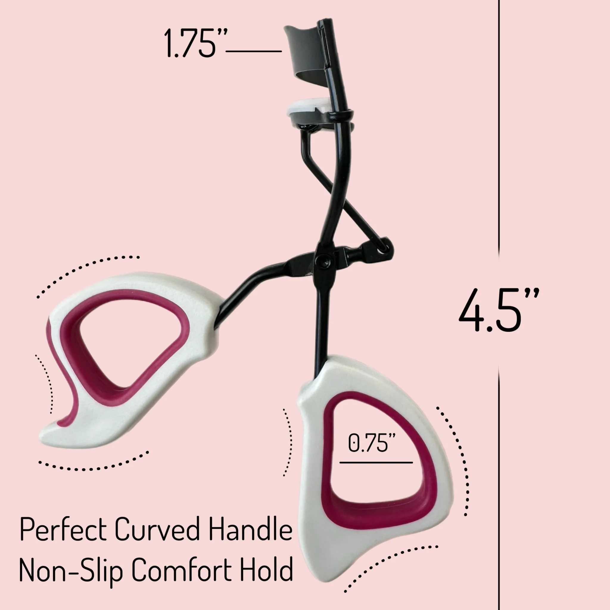 2 Precision Comfort Hold Easy Grip Professional Eyelash Curler Long Lasting Lifted Eyelashes Ergonomic Comfort Hold Voluminous Curls in Seconds Non-Slip Finger Grip (x2 Pink/White)