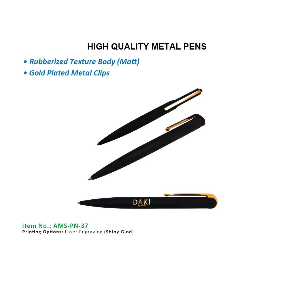 AMS-PN-37 - (Metal pen, Rubberized texture, Gold plated nib)