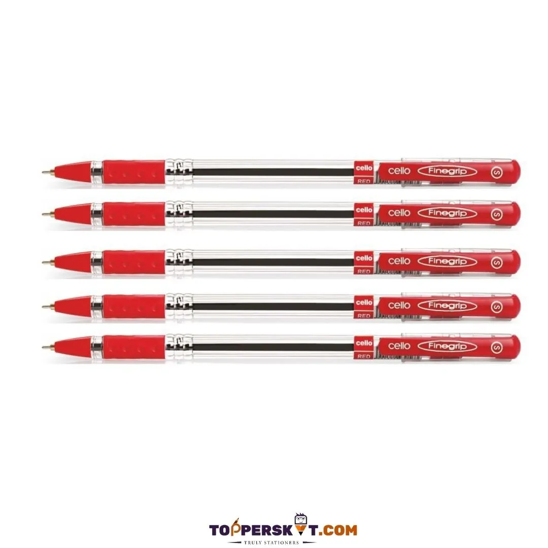 Cello Finegrip Ball Pen  – Red ( Pack of 5 )