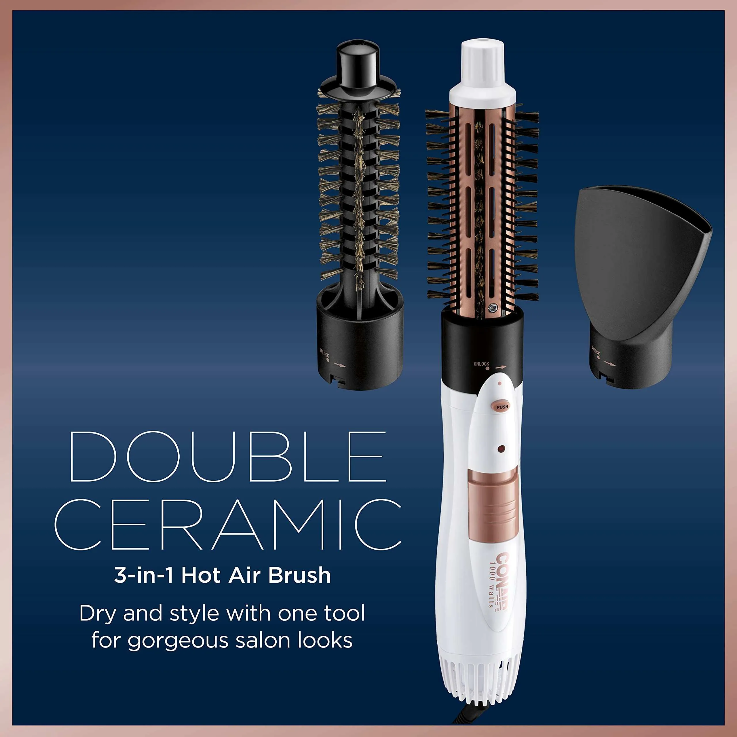 Conair Double Ceramic 3-in-1 Hot Air Hair Brush