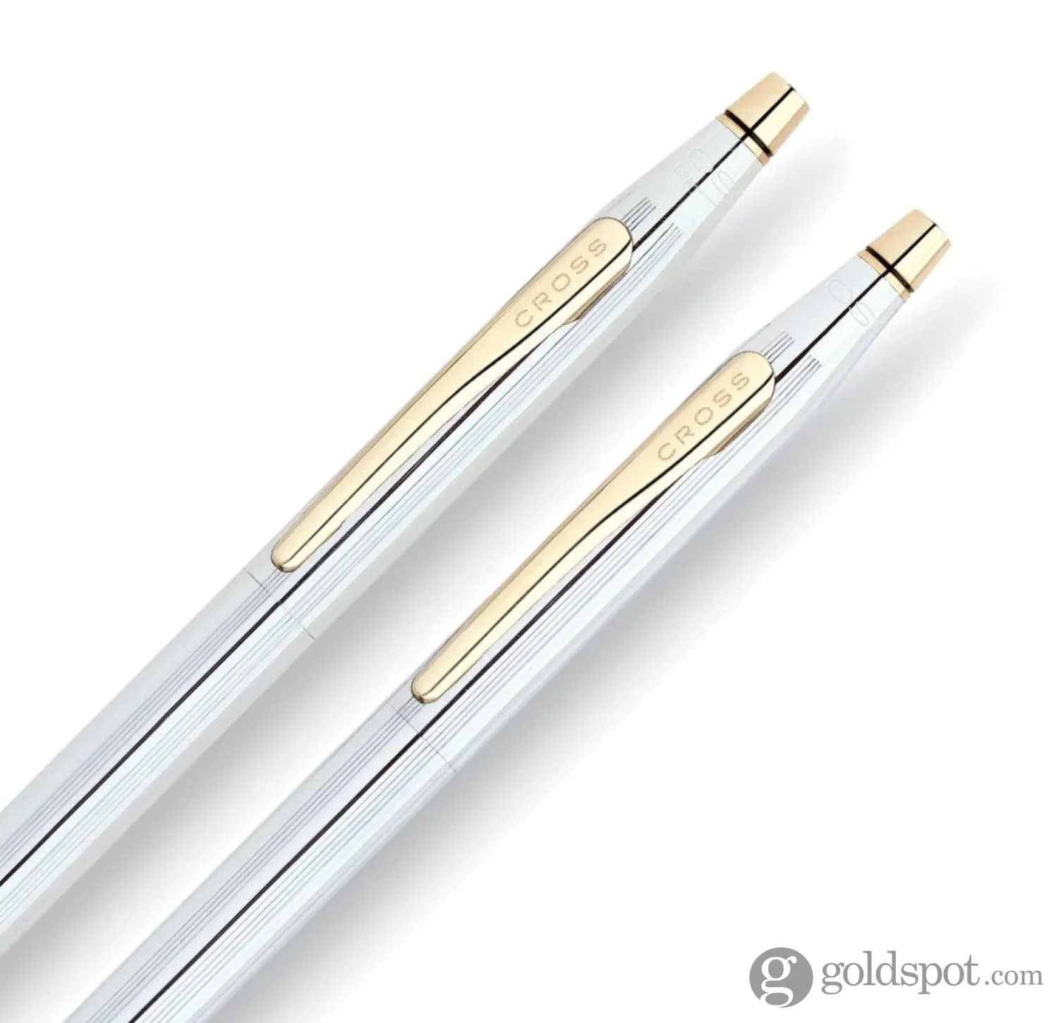 Cross Classic Century Medalist Pen & 0.7mm Pencil Set in Chrome with Gold Trim