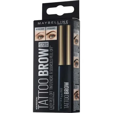 Eyebrow tattoo, gel eyebrow dye, semi-permanent color waterproof, lasts up to 3 days, medium brown, Maybelline New York