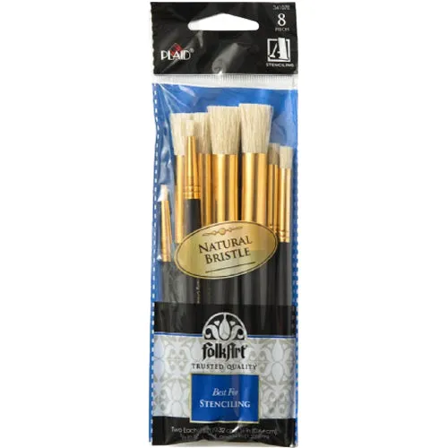 Flokart Brushes - Short Handle Stencil Brush Set (8 Pcs)