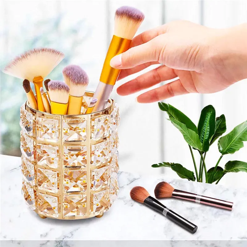 Handcrafted Crystal Makeup Brush Holder Storage Cup