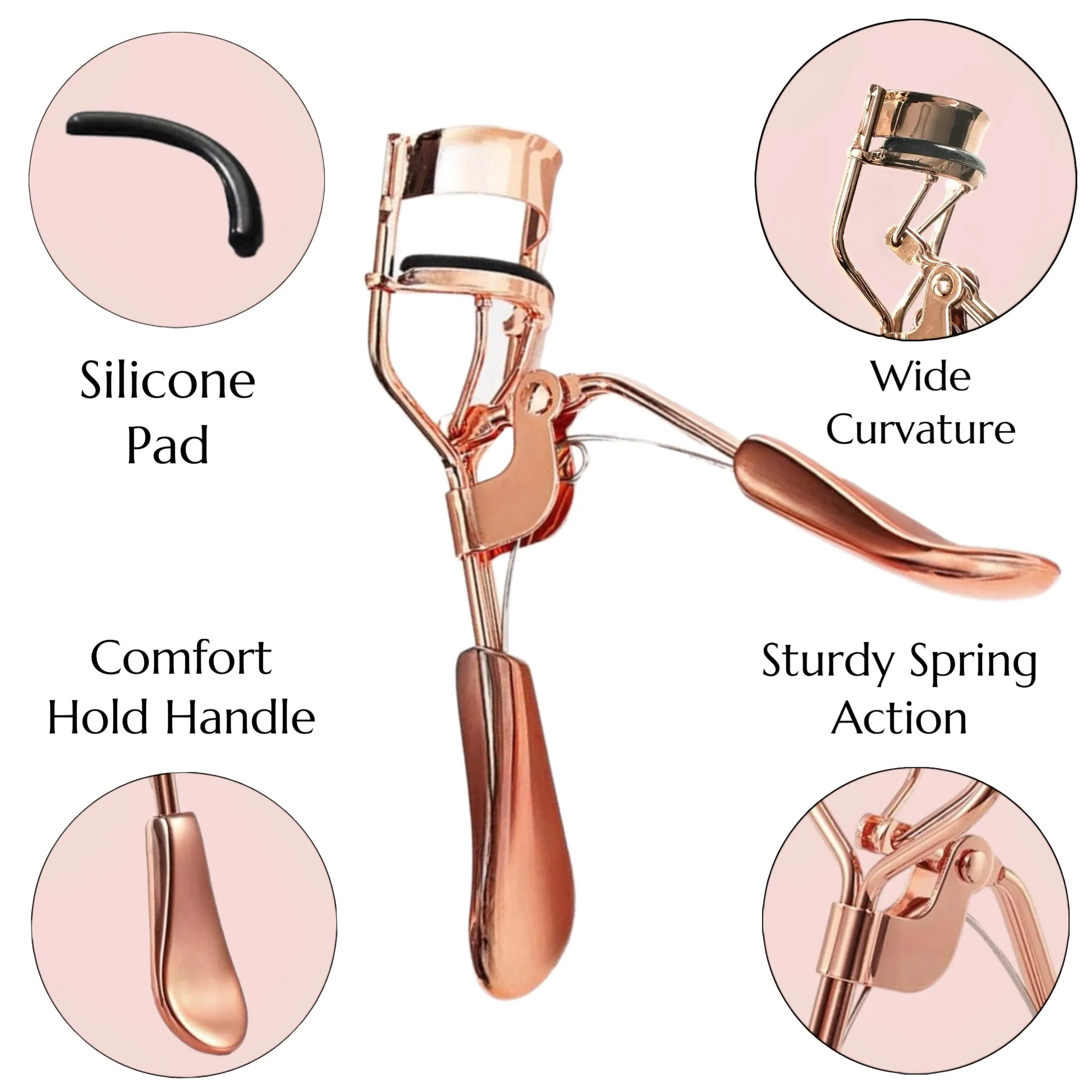 Professional Eyelash Curler Long Lasting Lifted Eyelashes Ergonomic Comfort Hold Perfect Curls in Seconds (x2 Rose Gold)