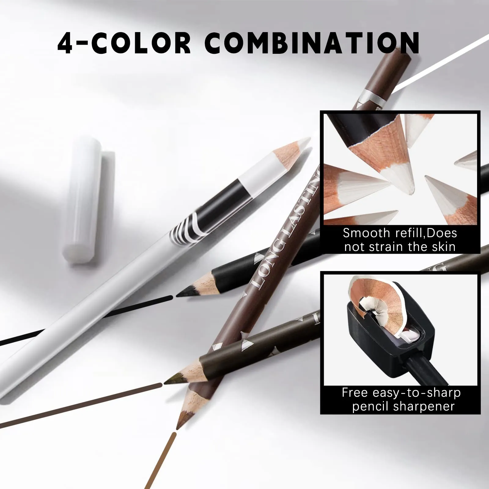 "NewBang Hair-Styling Pencils, 8 Pieces Black White Brown Barber Pencil Set Edge Hairline Razor Trace Guide Lineup Outliner Beard Shaping Makeup"