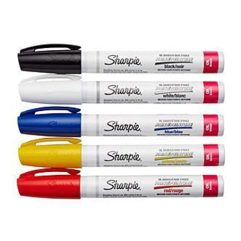 Sharpie Medium Point Oil-Based Paint Markers 5 Pack Black blue yellow red & white